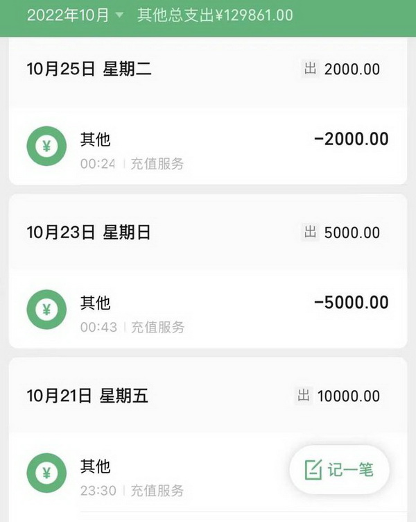 2022年10月份微信支出明细